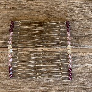 Silver hair comb clip with purple ombré crystal